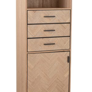 J-Line kast Hoog Zigzag 3 Lades – hout/metaal – naturel/zwart J-Line kast Hoog Zigzag 3 Lades – hout/metaal – naturel/zwart