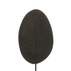 J-Line decoratie Hoofd Plat Op Voet – polyresin – zwart – large