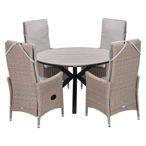 Garden Impressions Tuinset Collin 5-delig – Tulli tuintafel Ø122×75 cm