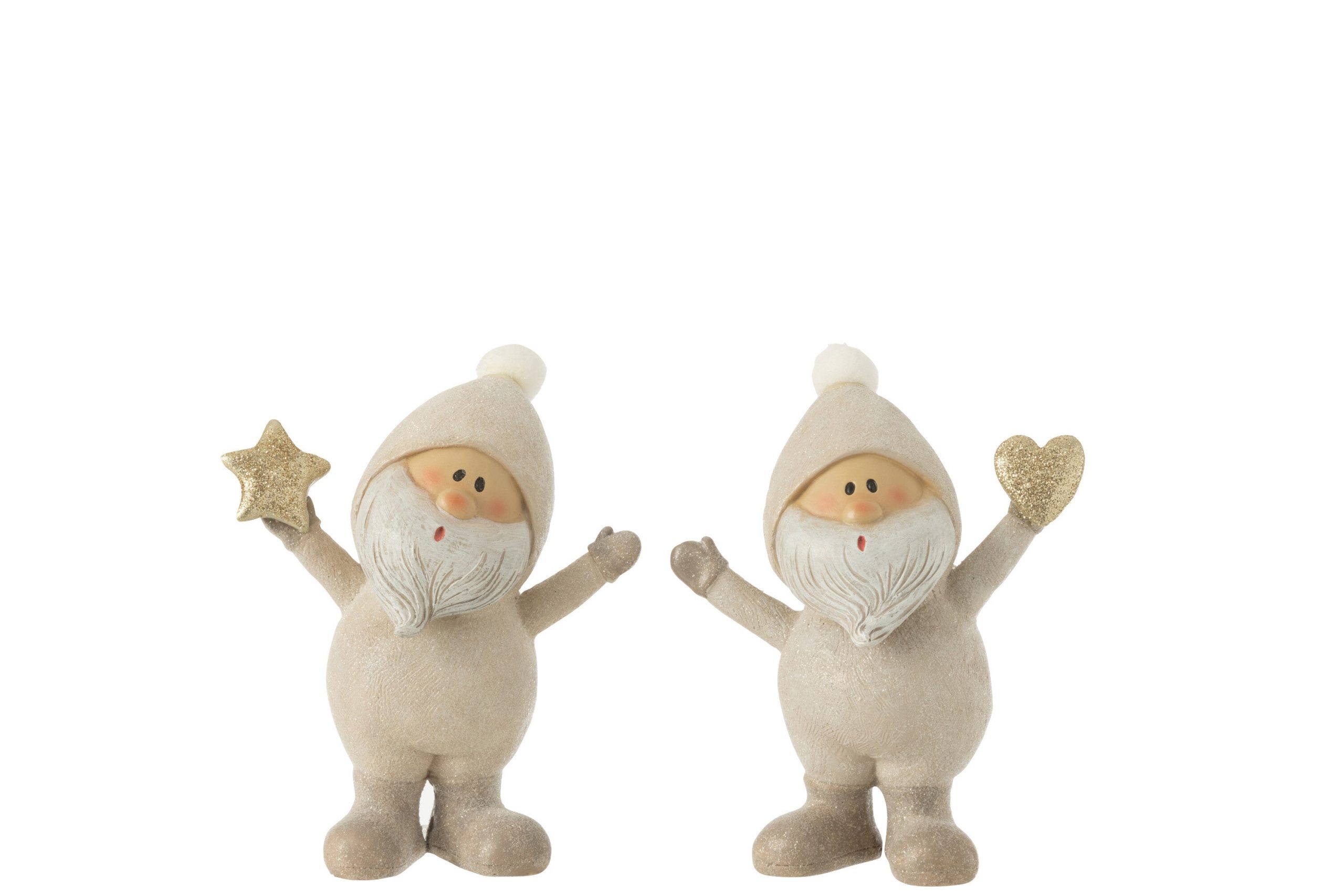 J-Line figuur Kerstman Ster Horen - polyresin - grijs - large - 2 st.
