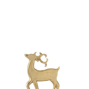 J-Line figuur Rendier Op Voet – aluminium/hout – goud – small J-Line figuur Rendier Op Voet – aluminium/hout – goud – small