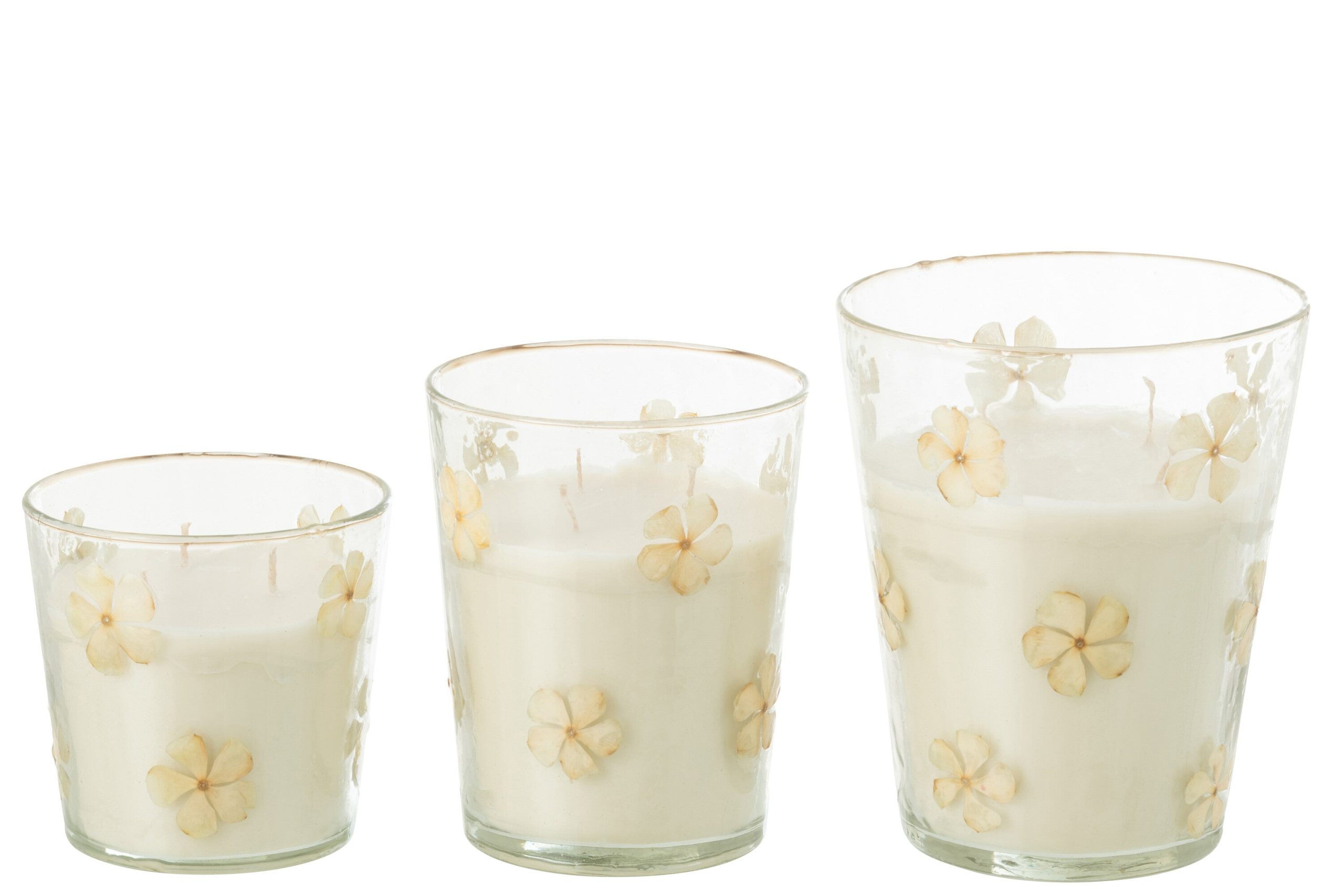 J-Line geurkaars Bloemen - Tender Rose - glas - transparant - large -