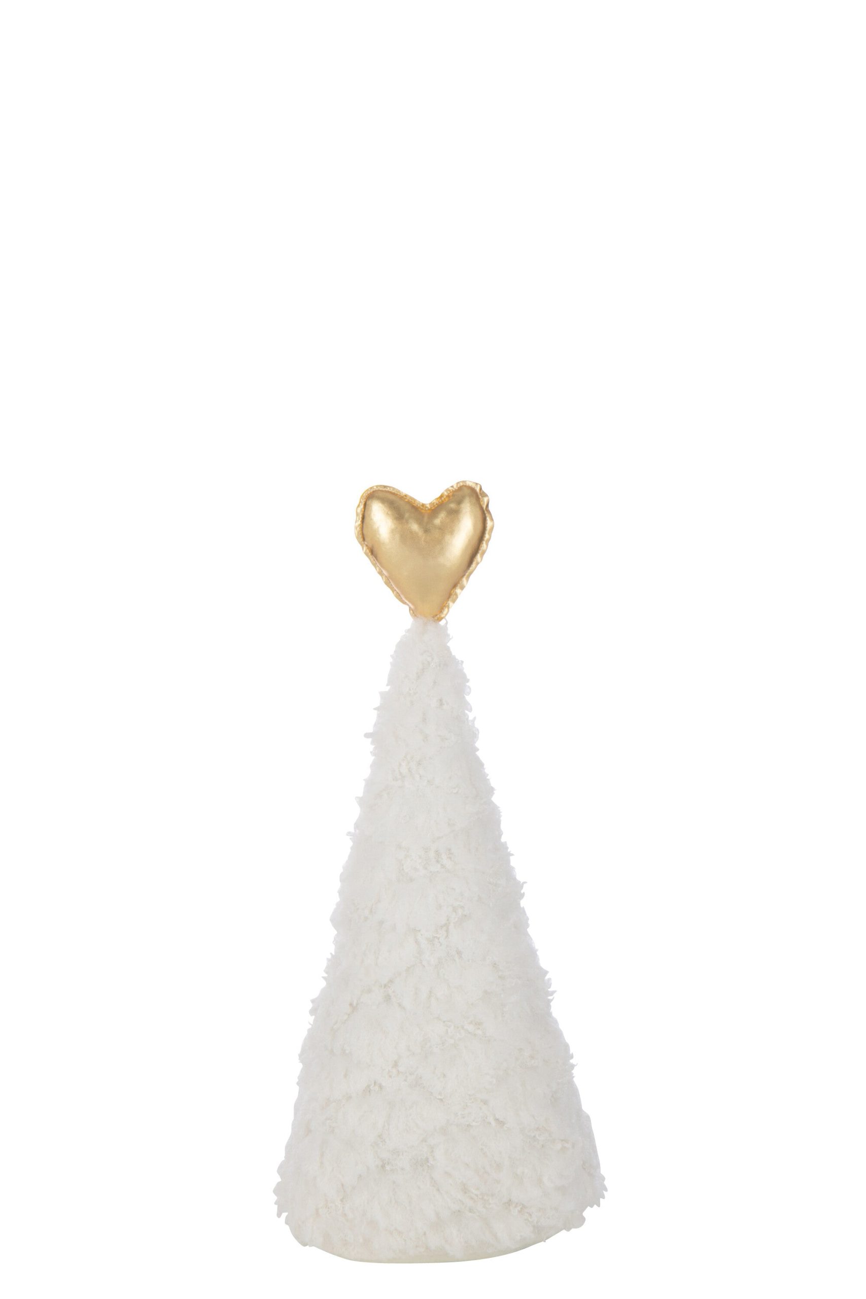 J-Line decoratie Kerstboom Hart - polyresin - wit/goud - medium