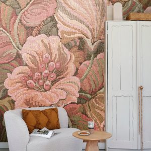 ESTAhome fotobehang geborduurd bloemmotief roze en groen – 250 x 279 c ESTAhome fotobehang geborduurd bloemmotief roze en groen – 250 x 279 c