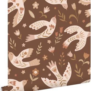 ESTAhome behang bloemen en vogels bruin – 50 x 900 cm – 131755 ESTAhome behang bloemen en vogels bruin – 50 x 900 cm – 131755