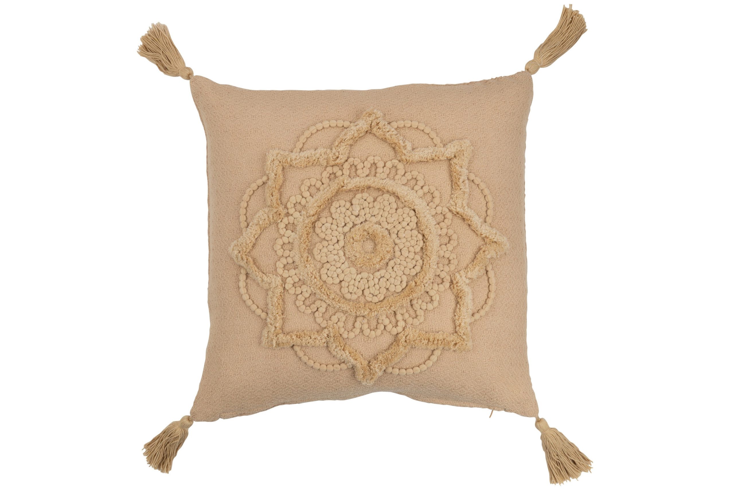 J-Line kussen Bloem Kwast - polyester - beige