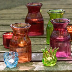 J-Line theelichthouder Popa – glas – mix – 6 stuks