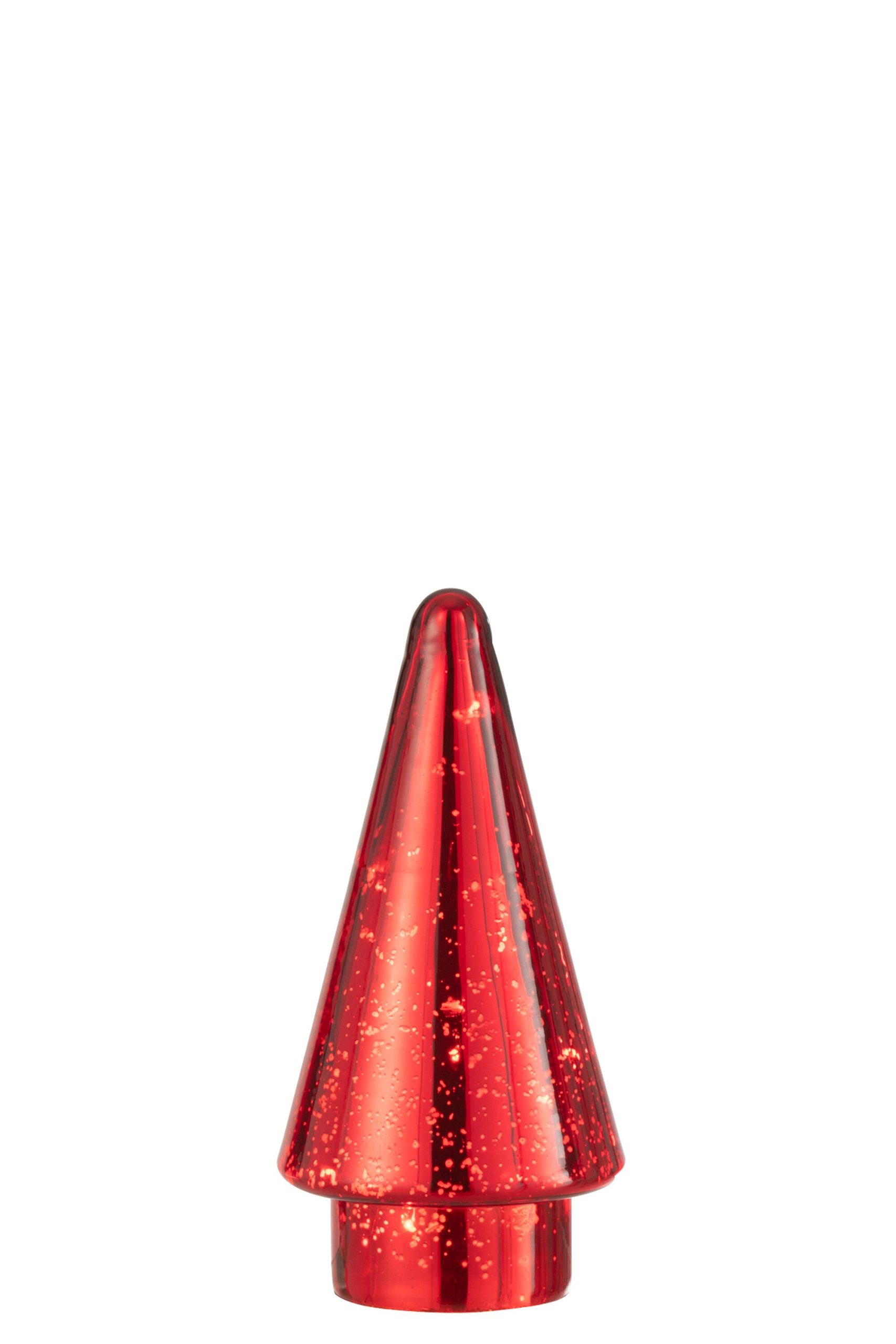 J-Line decoratie Kerstboom - glas - rood - small - LED lichtjes