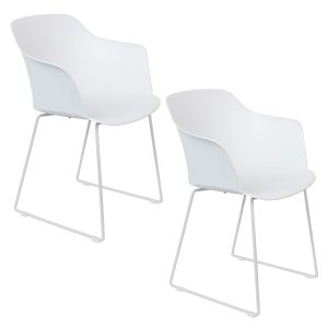 Housecraft Living Tango Eetkamerstoelen Armleuning Wit – Set van 2