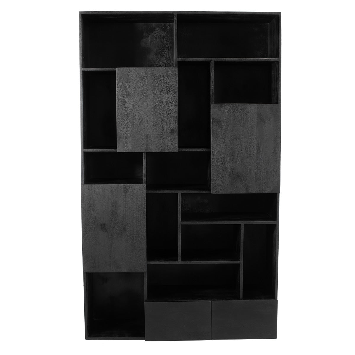 Giga Meubel Wandkast Nala - Mangohout - Zwart - Incl. Lades - 120x40x2