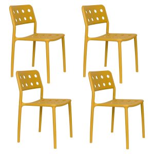 Housecraft Living Serra Tuinstoel/ Eetkamerstoel Kunststof Geel – Set