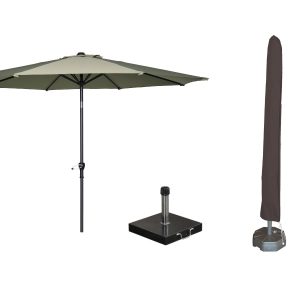 Garden Impressions Lotus parasolset Ø300 cm olijf met voet en hoes Garden Impressions Lotus parasolset Ø300 cm olijf met voet en hoes