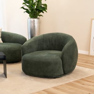 HOME DELUXE fauteuil CASARA geweven stof donkergroen – 99 x 104 x 72 c