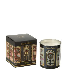 J-Line geurkaars Surprise Window – glas – mix/zwart