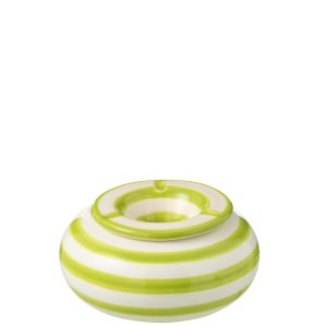 J-Line asbak Granada Stripes – keramiek – wit/groen – large J-Line asbak Granada Stripes – keramiek – wit/groen – large