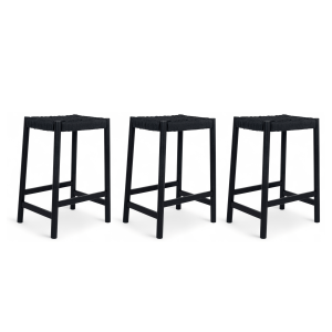Furnhouse barkruk Ida – Zwart – Papiergaren – Set van 3