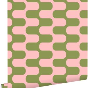 ESTAhome behang golvende lijnen groen en roze – 50 x 900 cm – 131835 ESTAhome behang golvende lijnen groen en roze – 50 x 900 cm – 131835