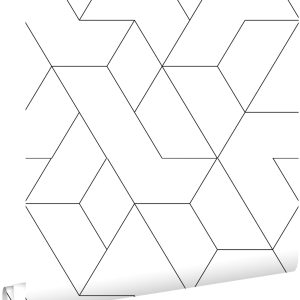 ESTAhome behang grafische lijnen zwart wit – 53 cm x 10.05 m – 139951