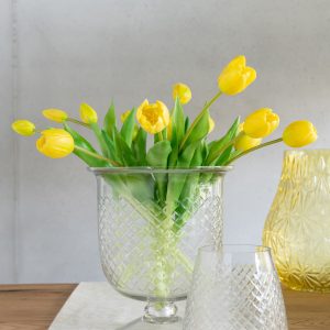 J-Line vaas Geruit – glas – transparant – medium – Ø 18 cm