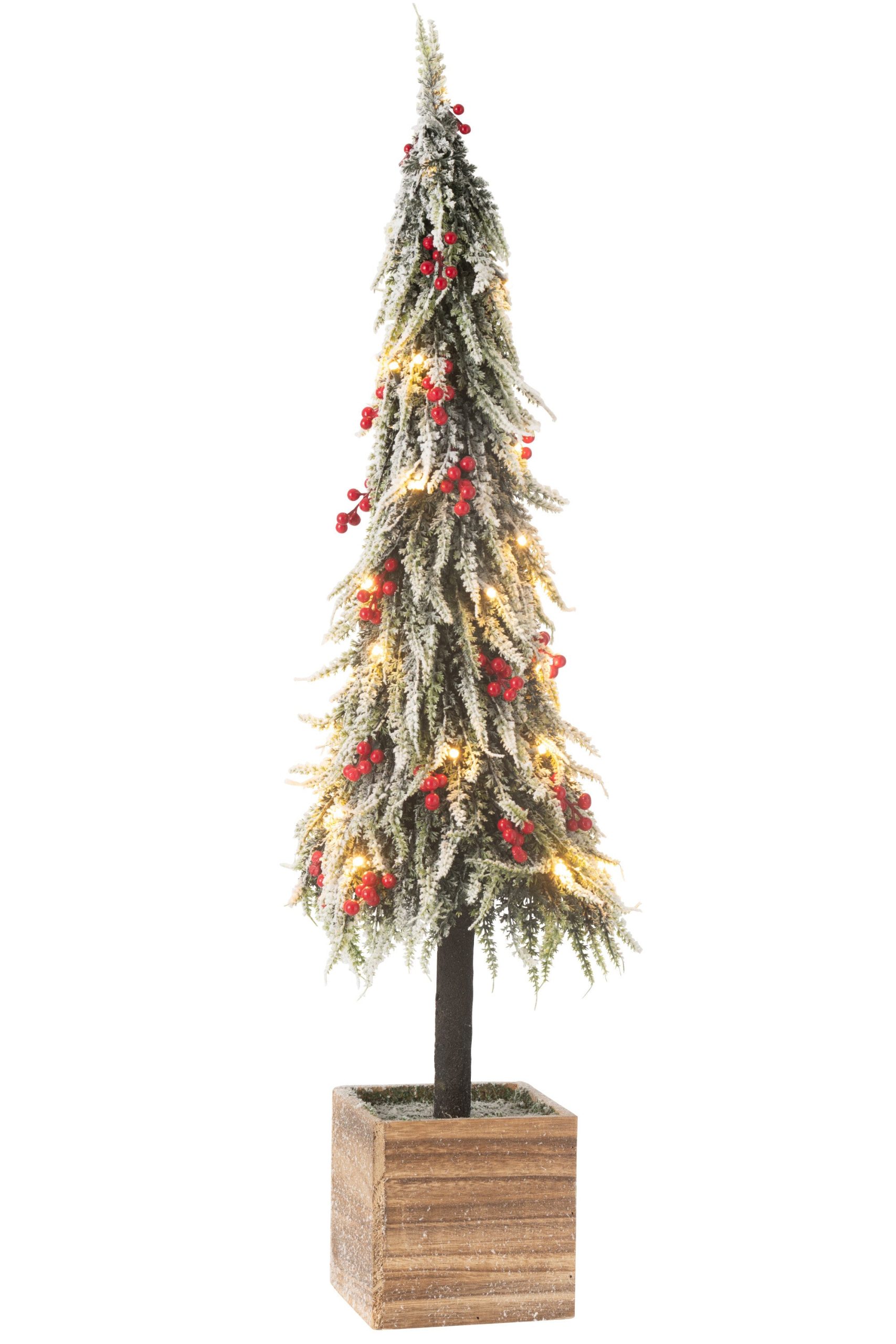 J-Line decoratie kerstboom Sneeuw - kunststof - groen/rood - extra lar