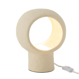 J-Line tafellamp Cirkel Globle – glas/keramiek – beige