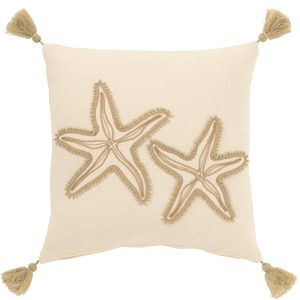 J-Line kussen Zeesterren + Kwasten – katoen – creme/beige