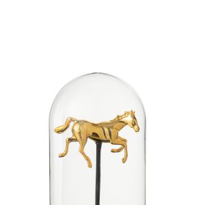 J-Line Decoratieve stolp Paard – glas – goud/zwart – small
