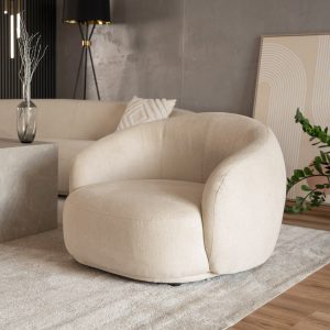 HOME DELUXE fauteuil CASARA geweven stof beige – 99 x 104 x 72 cm