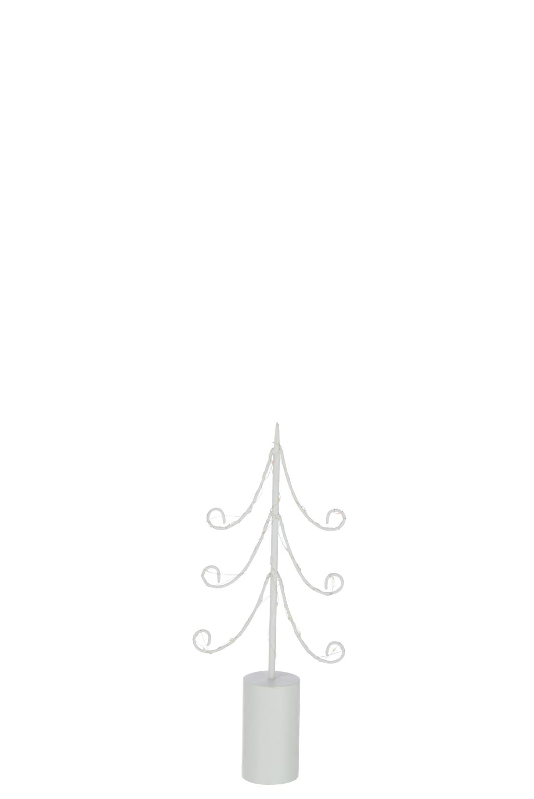 J-Line decoratie Boom - ijzer - wit - small - LED lichtjes