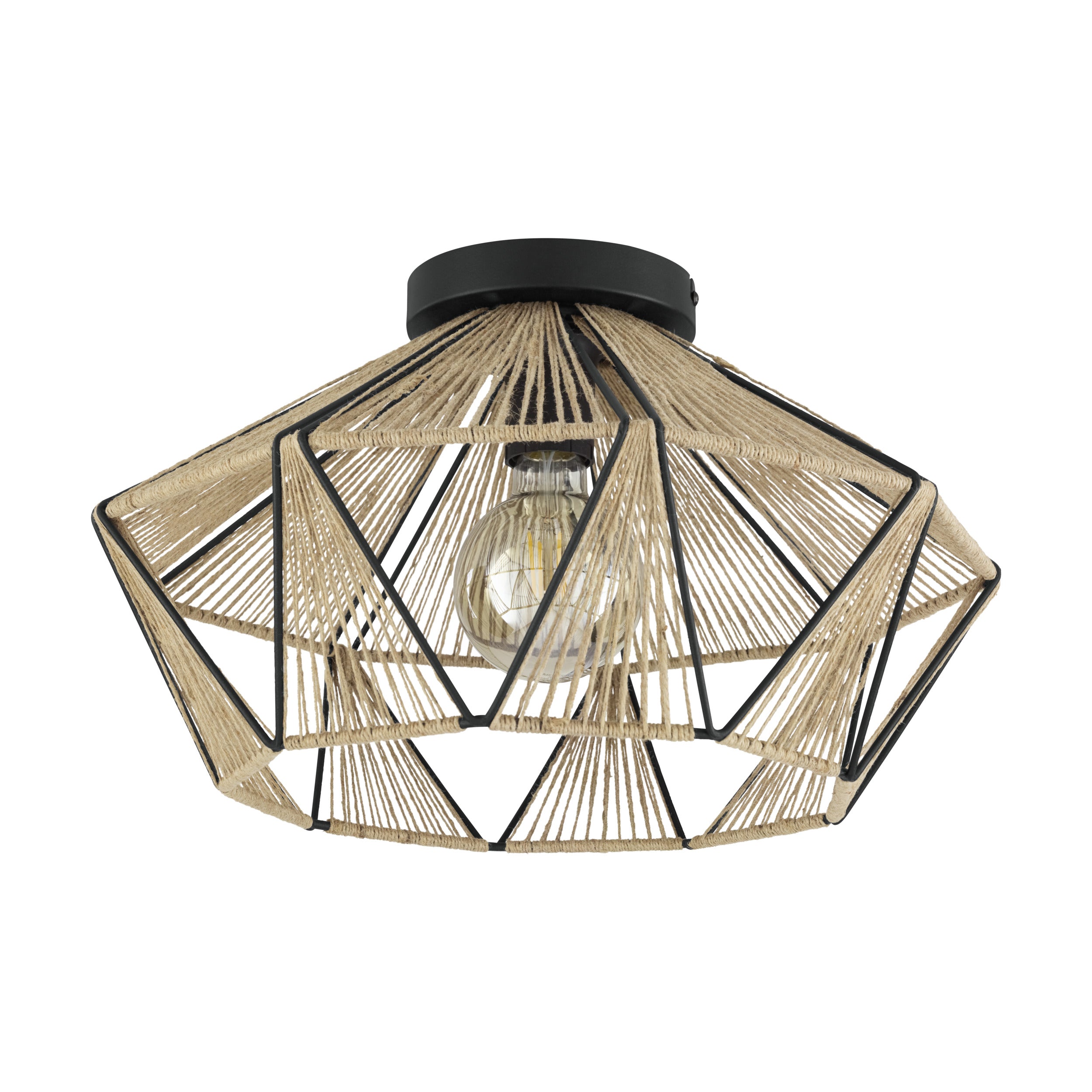 EGLO plafondlamp Adwickle - e27 - ø 44,5 cm - zwart/bruin