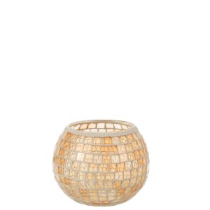 J-Line kaarshouder Mozaiek Rond – glas – oranje – large