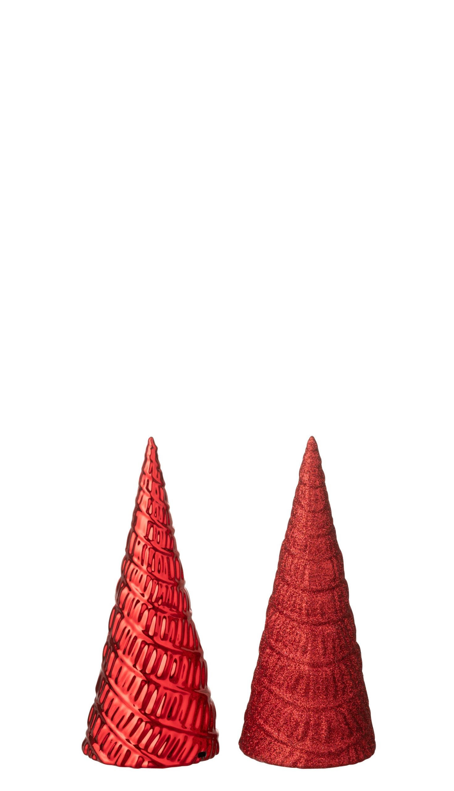 J-Line decoratie Boom - kunststof - kerstrood - 2 stuks
