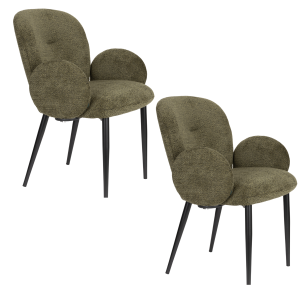 Housecraft Living Alaz Eetkamerstoelen Armleuning Groen – Set van 2 Housecraft Living Alaz Eetkamerstoelen Armleuning Groen – Set van 2