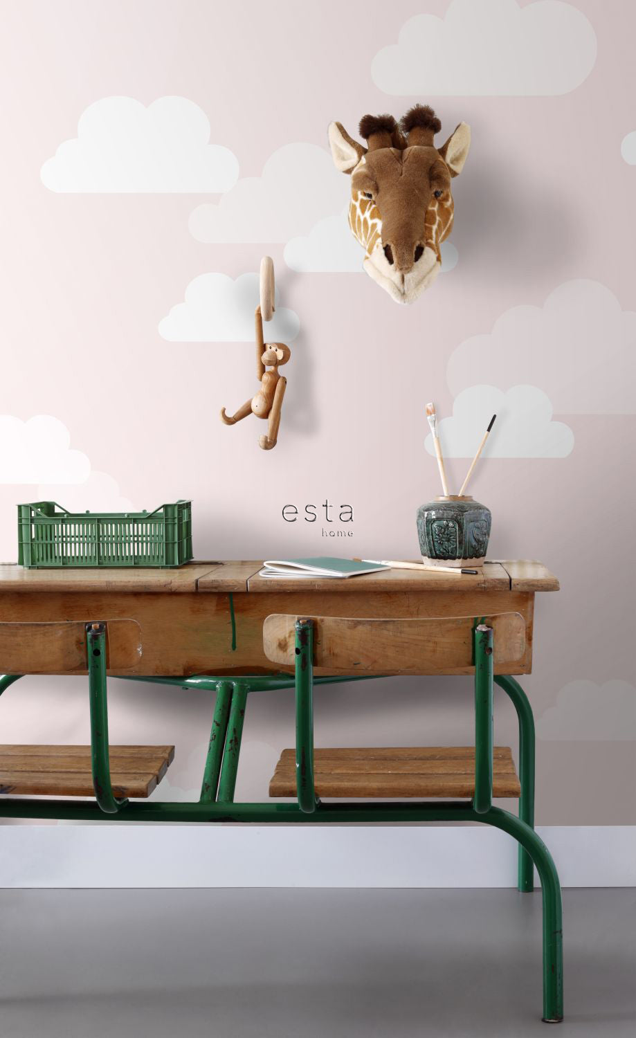 ESTAhome fotobehang wolkjes licht roze - 200 x 279 cm - 158843