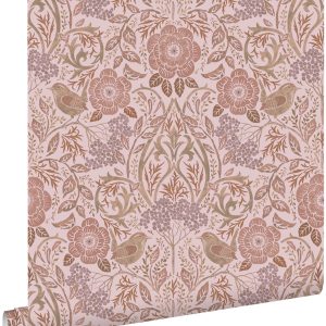 ESTAhome behang bloemen en vogels lila paars en terracotta roze – 53 c ESTAhome behang bloemen en vogels lila paars en terracotta roze – 53 c