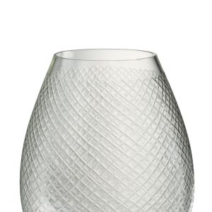 J-Line vaas Geruit – glas – transparant – large – Ø 25.5 cm