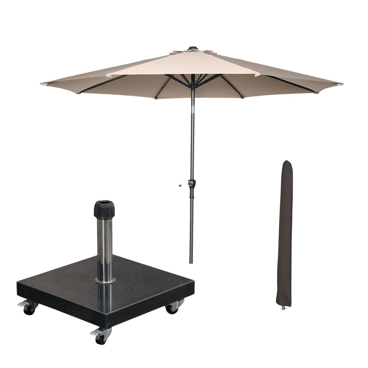 Garden Impressions stokparasol Lotus taupe Ø300 cm met Eureka voet en