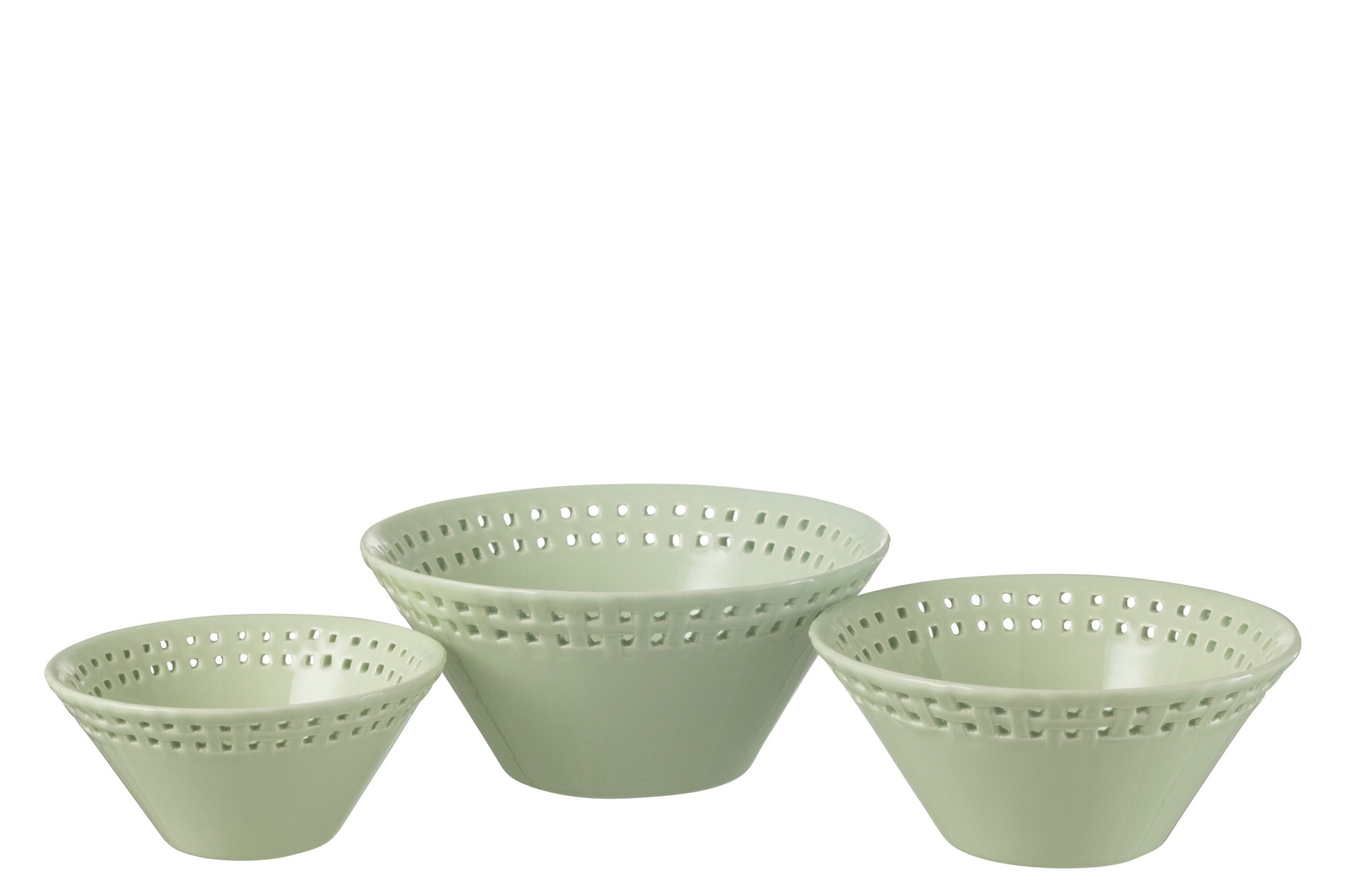 J-Line kom - keramiek - groen - small/medium/large - 3 stuks