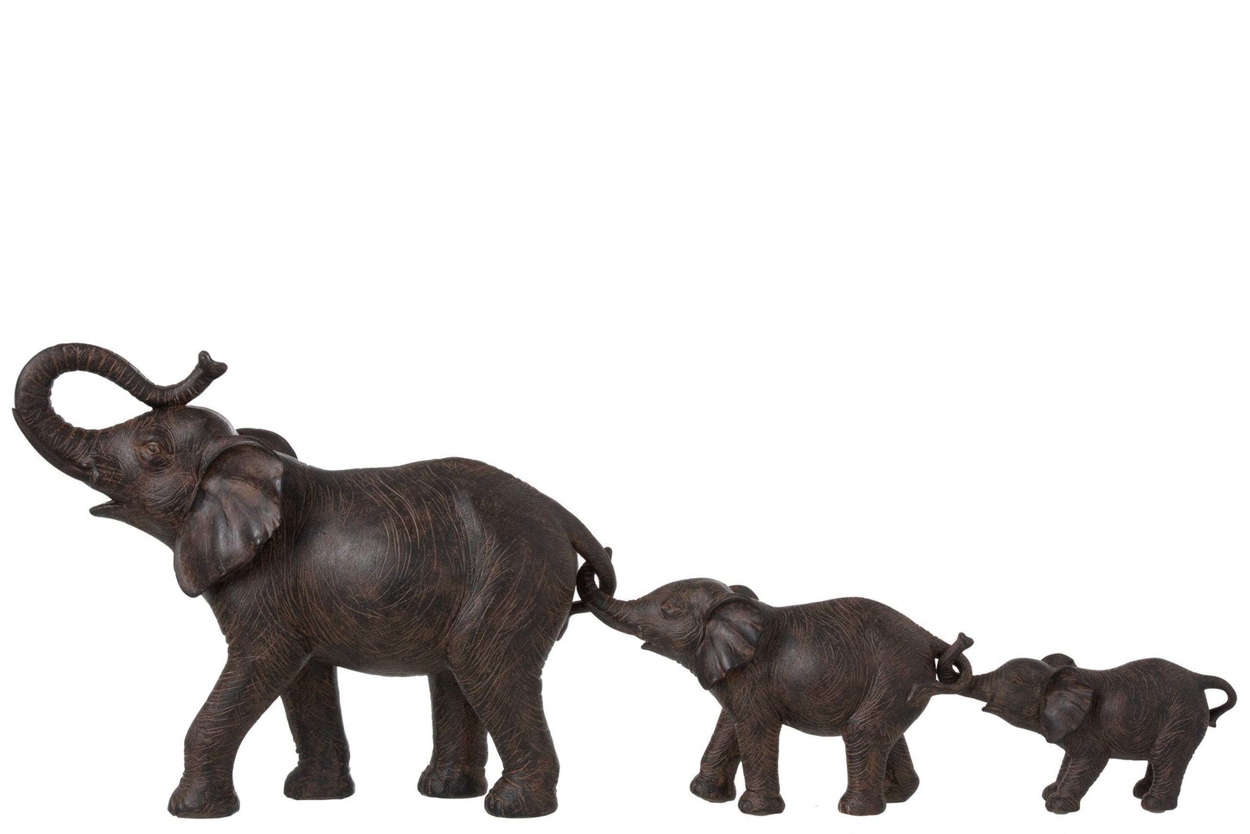 J-Line figuur Olifantenrij 3 - polyresin - bruin