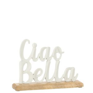 J-Line decoratie Ciao Bella Op Voet – aluminium – wit – small
