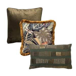 KUSSENSET | 3-delig | groen, zwart | Hoii | inclusief binnenkussens
