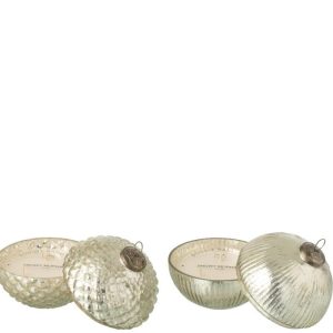 J-Line geurkaars Kerstbal – glas – zilver – small – 2 stuks J-Line geurkaars Kerstbal – glas – zilver – small – 2 stuks