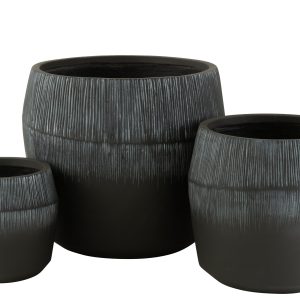 J-Line bloempot Vezelklei – keramiek – zwart – 3 stuks – Ø 50.5 cm J-Line bloempot Vezelklei – keramiek – zwart – 3 stuks – Ø 50.5 cm