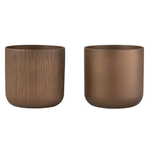 J-Line bloempot Gen – keramiek – goud/koper – large – 2 stuks – Ø 18.5