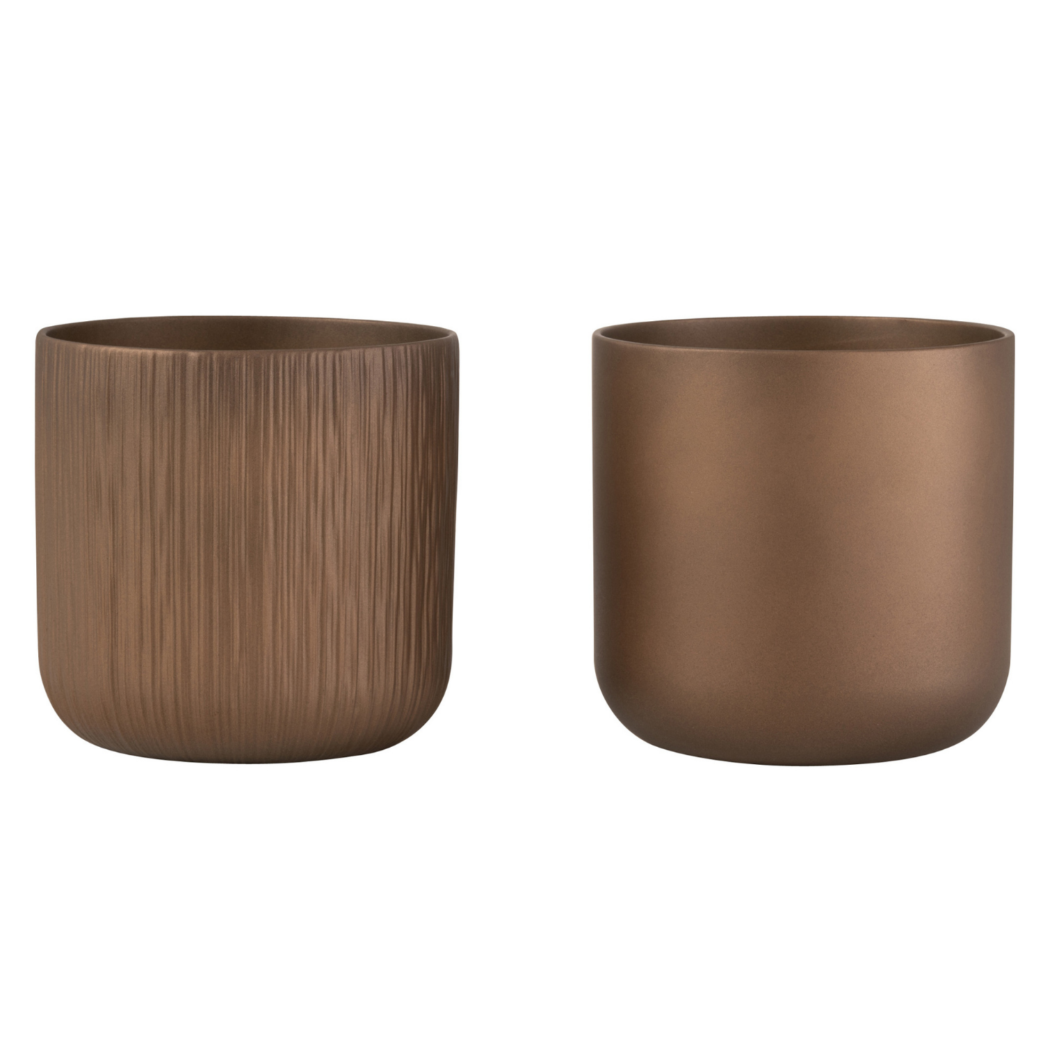 J-Line bloempot Gen - keramiek - goud/koper - large - 2 stuks - Ø 18.5