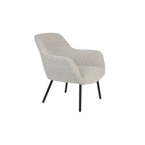 Housecraft Living Dude Loungestoel/ Fauteuil Bouclé stof Beige/ Wit