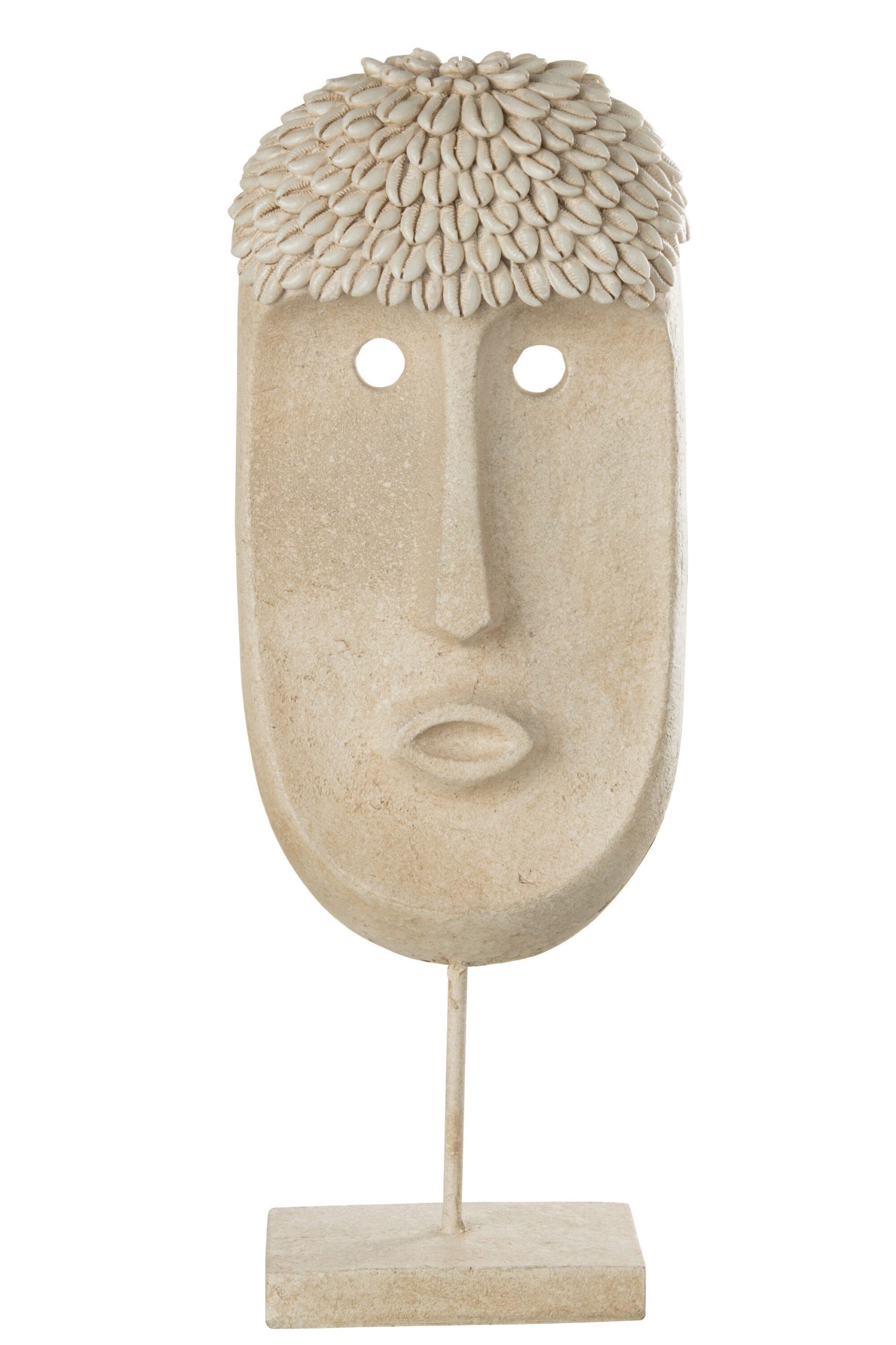 J-Line decoratie Gezicht Etnisch - steen/resine - beige - large