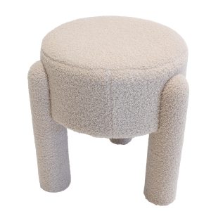 Giga Meubel Poef Yara – Bouclé – Taupe – 44x44x42cm