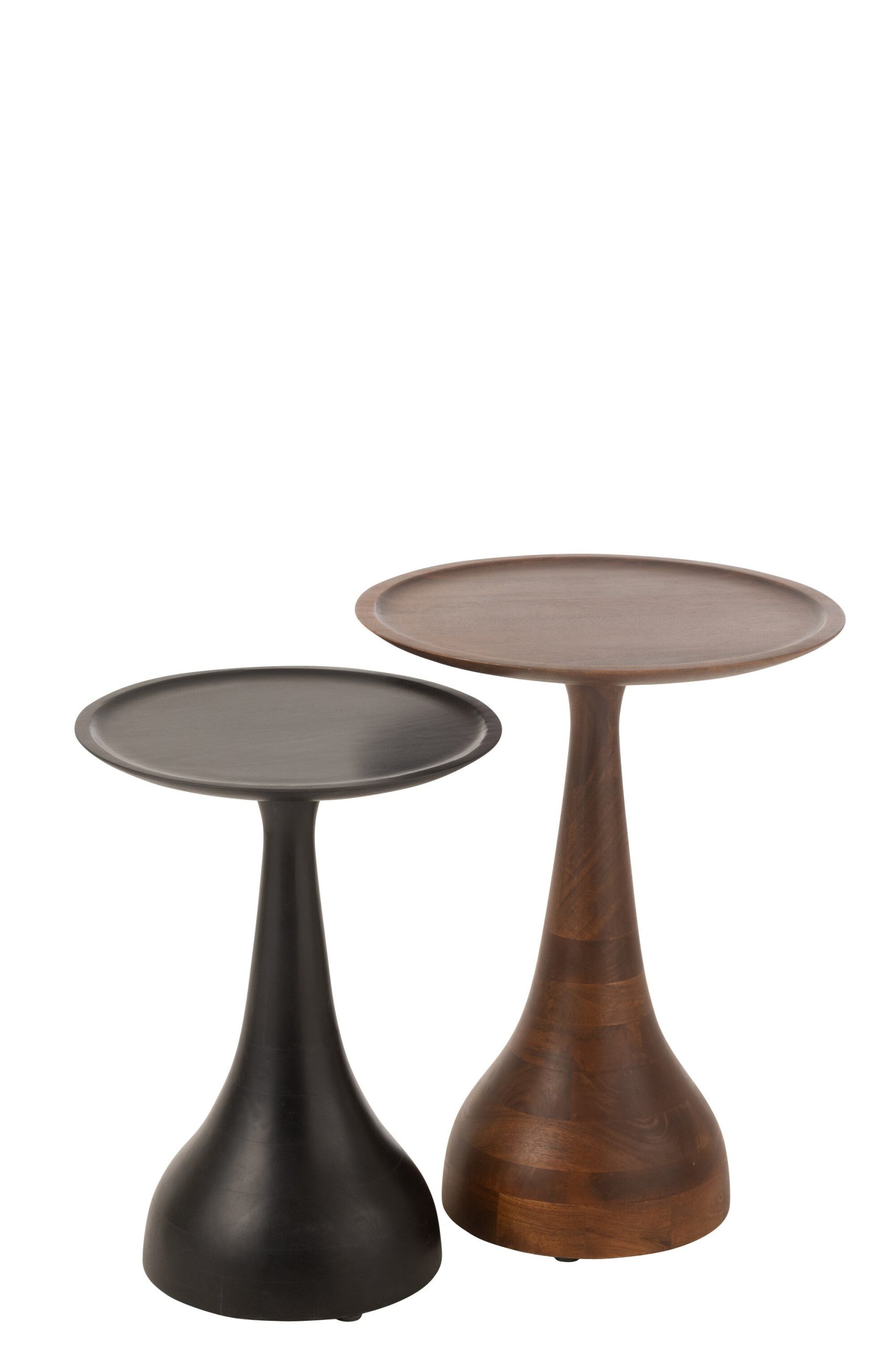 J-Line bijzettafel Paro - hout - bruin/zwart - 2 stuks