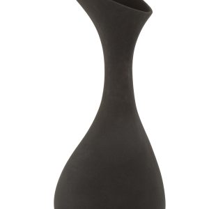J-Line vaas Olivia Ruw – aluminium – zwart – large – 77.5 cm hoog